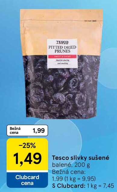 Tesco slivky sušené, 200 g 