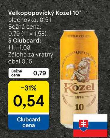 Velkopopovický Kozel 10°, 0,5 l