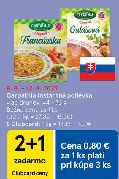 Carpathia instantná polievka, 44 - 73 g
