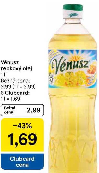 Vénusz repkový olej, 1 l