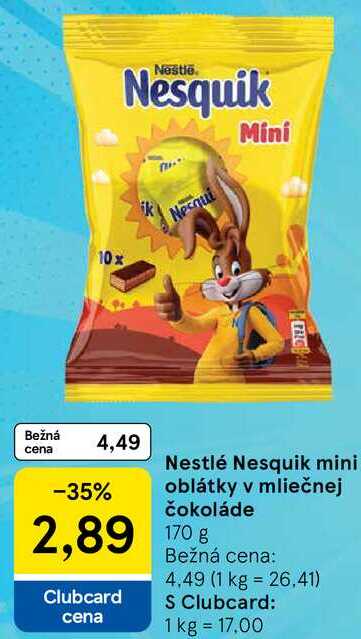 Nestlé Nesquik mini oblátky v mliečnej čokoláde, 170 g