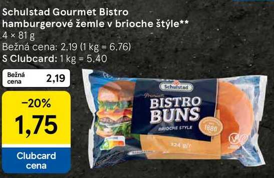 Schulstad Gourmet Bistro hamburgerové žemle v brioche štýle, 4x 81 g 