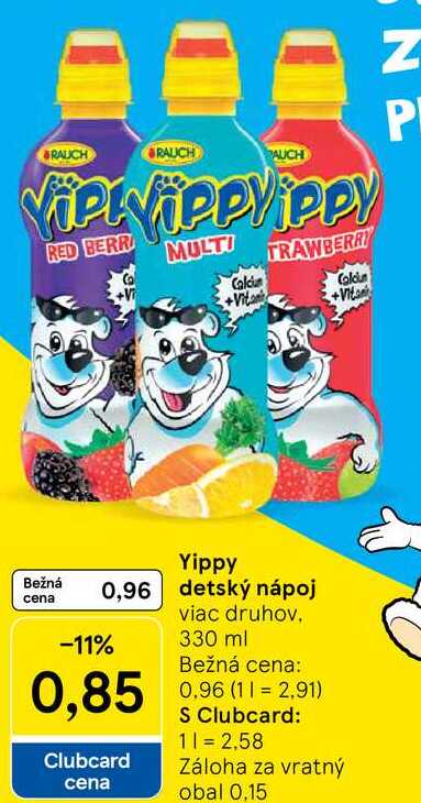 Yippy detský nápoj, 330 ml