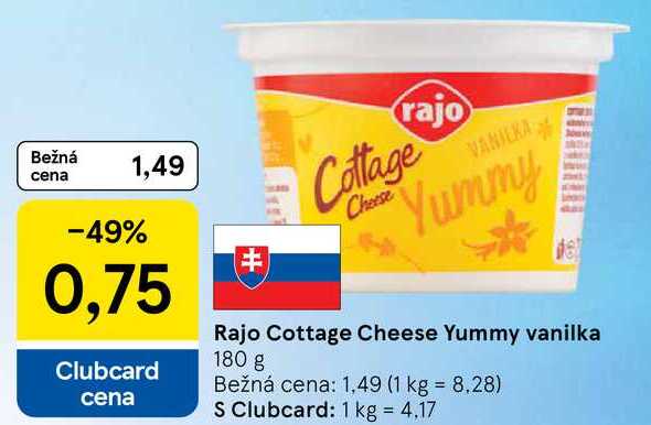 Rajo Cottage Cheese Yummy vanilka, 180 g 