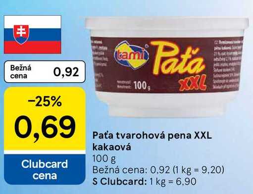 Paťa tvarohová pena XXL kakaová, 100 g 