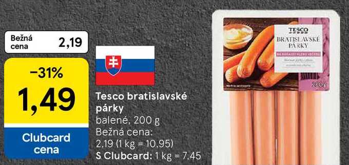 Tesco bratislavské párky, 200 g 