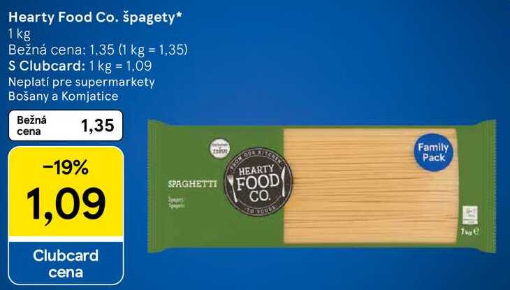 Hearty Food Co. špagety, 1 kg