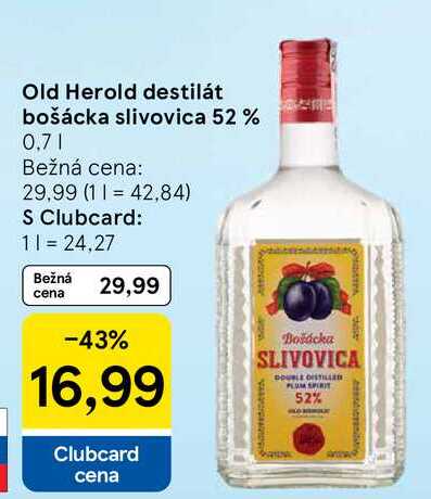 Old Herold destilát bošácka slivovica 52 %, 0,7 l