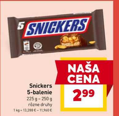 Snickers 5-balenie 225 g - 250 g 