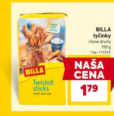 BILLA tyčinky rôzne druhy 150 g