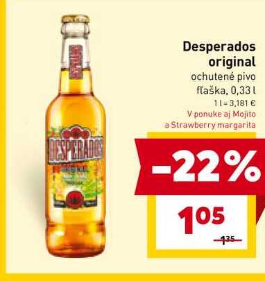 Desperados original ochutené pivo fľaška, 0,33l