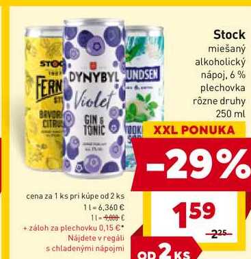 Stock miešaný alkoholický nápoj, 6% plechovka rôzne druhy 250 ml