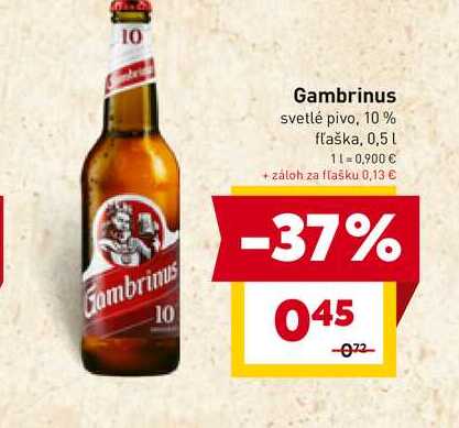Gambrinus Originál 10% pivo výčapné svetlé 500 ml 