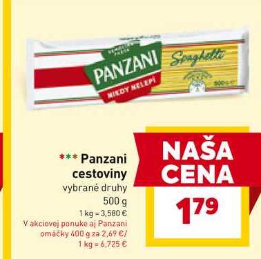 Panzani cestoviny vybrané druhy 500 g
