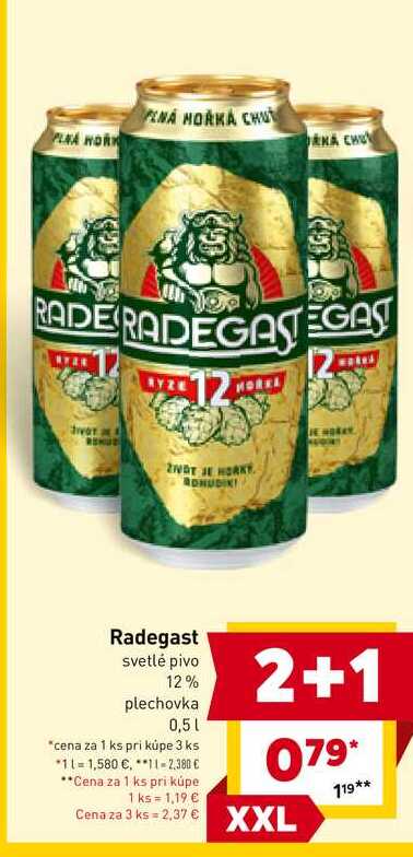 Radegast svetlé pivo 12% plechovka 0,5l