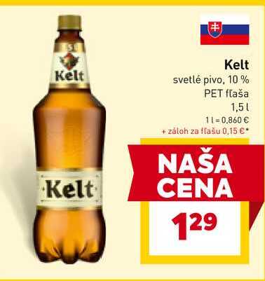 Kelt svetlé pivo, 10% PET fľaša 1,5l
