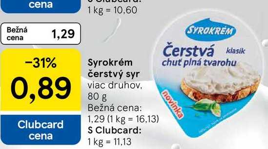 Syrokrém čerstvý syr, 80 g