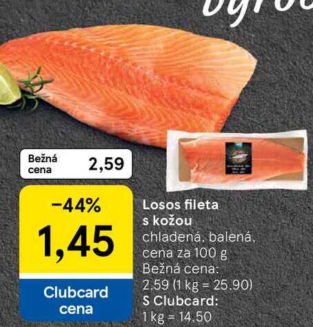 Losos fileta s kožou, cena za 100 g 