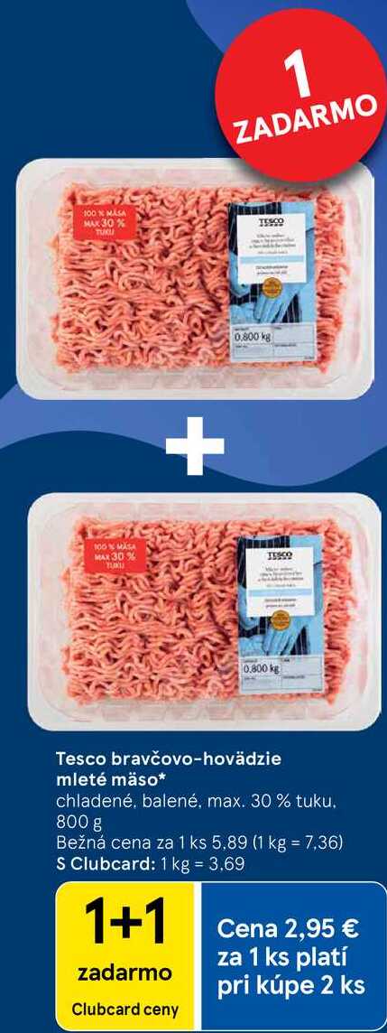 Tesco bravčovo-hovädzie mleté mäso, 800 g