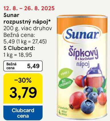 Sunar rozpustný nápoj, 200 g
