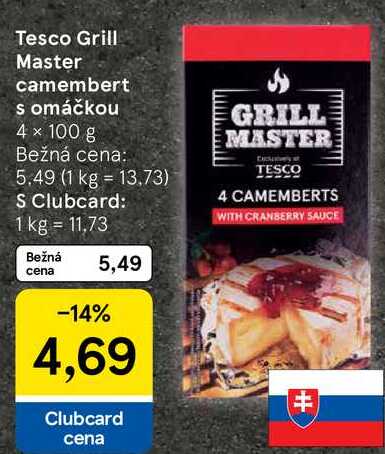 Tesco Grill Master camembert s omáčkou, 4x 100 g