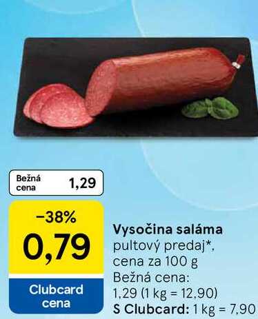 Vysočina saláma, cena za 100 g