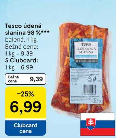 Tesco údená slanina 98 %, 1 kg 