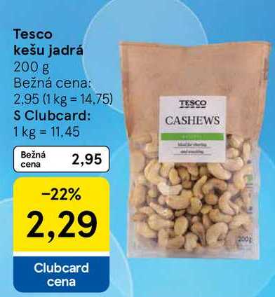 Tesco kešu jadrá, 200 g 