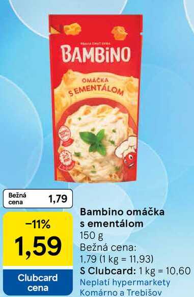 Bambino omáčka s ementálom, 150 g 