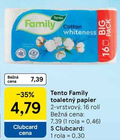 Tento Family toaletný papier 2-vrstvový, 16 rolí 