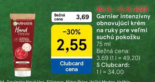 Garnier intenzívny obnovujúci krém na ruky pre veľmi suchú pokožku, 75 ml 