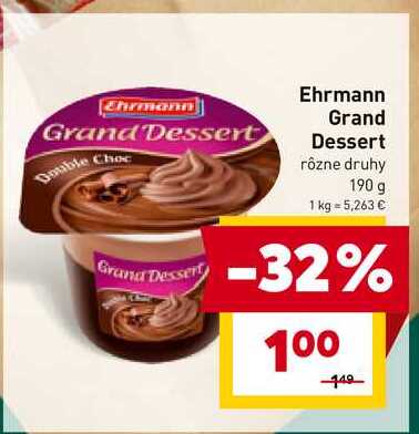 Ehrmann Grand Dessert rôzne druhy 190 g 