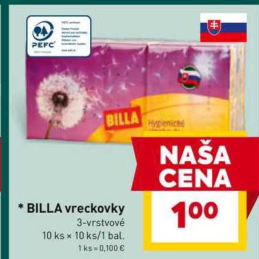 BILLA vreckovky 3-vrstvové 10 ks