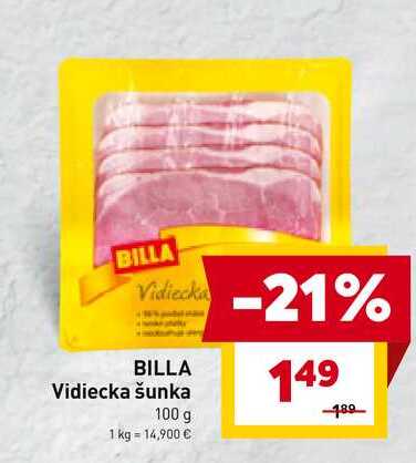 BILLA Vidiecka šunka 100 g 