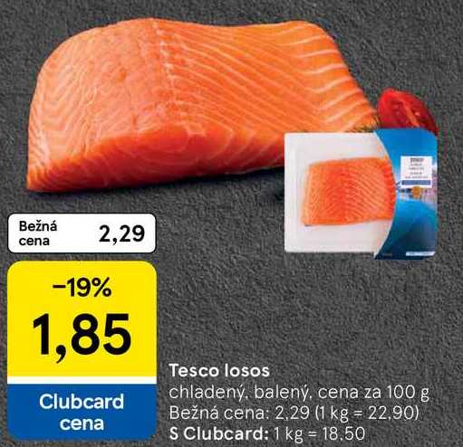 Tesco losos, cena za 100 g