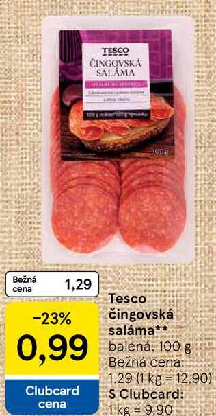 Tesco čingovská saláma, 100 g