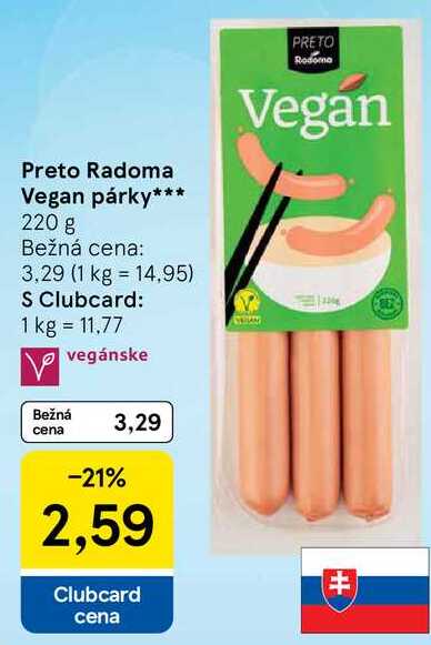 Preto Radoma Vegan párky, 220 g