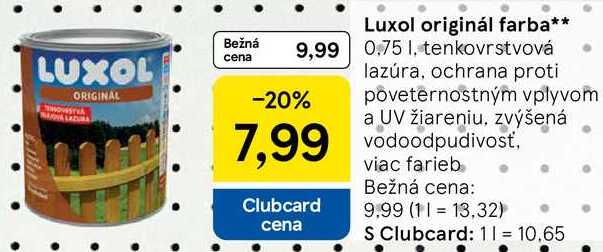 Luxol originál farba, 0,75 l