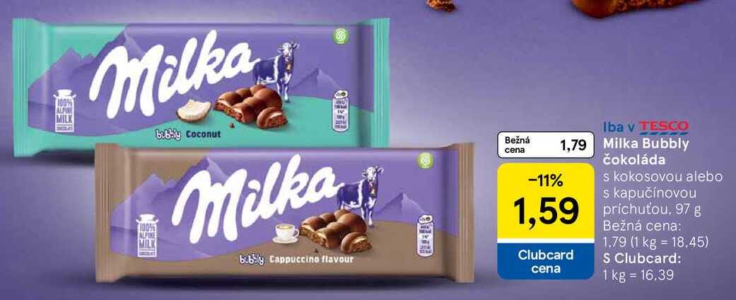 Milka Bubbly čokoláda, 97 g