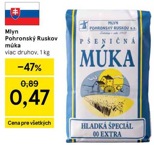 Mlyn Pohronský Ruskov múka, 1 kg