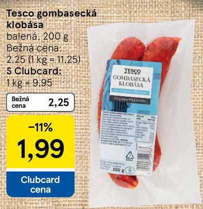 Tesco gombasecká klobása, 200 g 