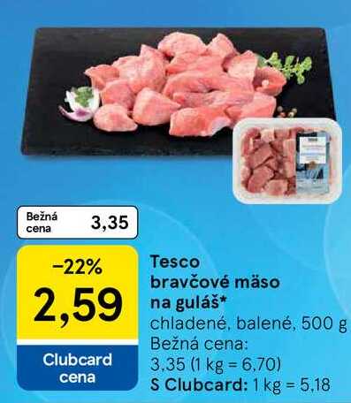 Tesco bravčové mäso na guláš, 500 g