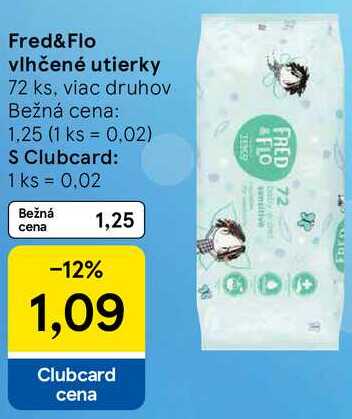 Fred&Flo vlhčené utierky, 72 ks 