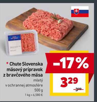Chute Slovenska mäsový prípravok z bravčového mäsa mletý vochrannej atmosfére 500 g
