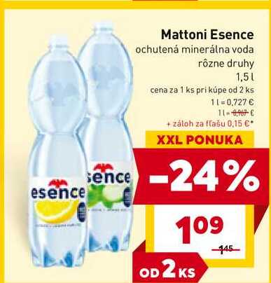 Mattoni Esence ochutená minerálna voda rôzne druhy 1,5l