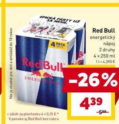 Red Bull energetický парој 2 druhy 4 x 250 ml 