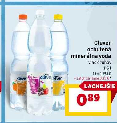 Clever ochutená minerálna voda viac druhov 1,5L