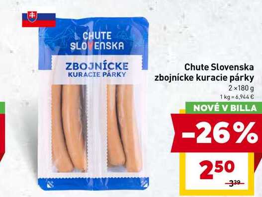 Chute Slovenska zbojnícke kuracie párky 2x180 g