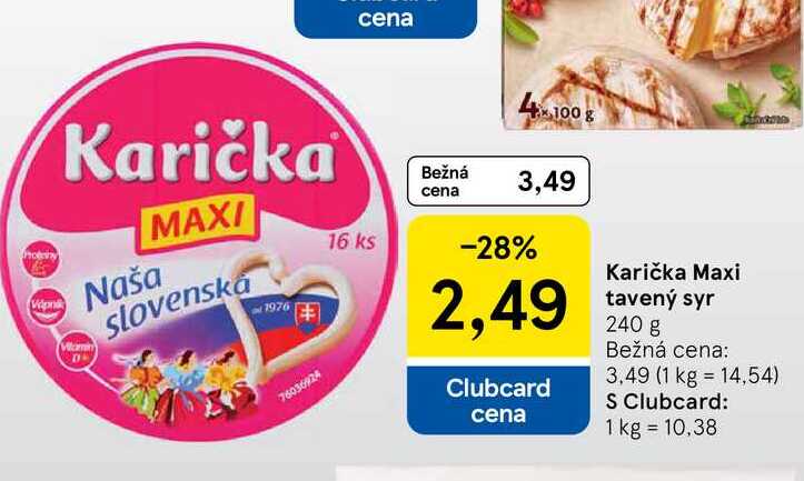 Karička Maxi tavený syr 240 g