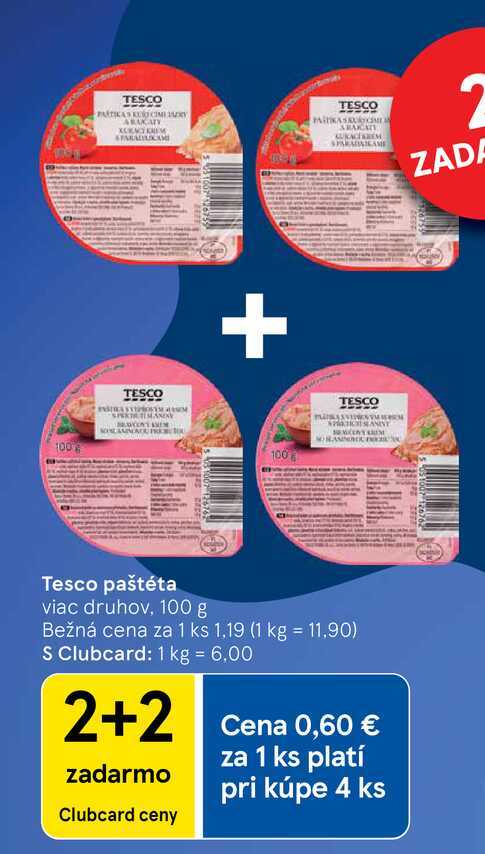 Tesco paštéta viac druhov, 100 g